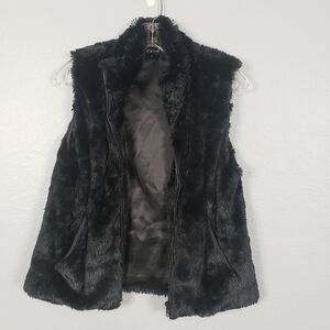 CEJION Faux Fur Vest Black Sz M